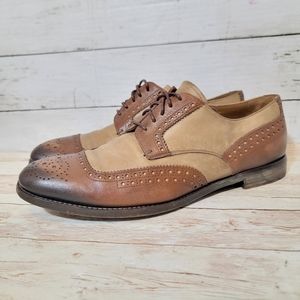 PRADA DERBY FULL BROGUE SHOES  BROWN LEATHER US 8